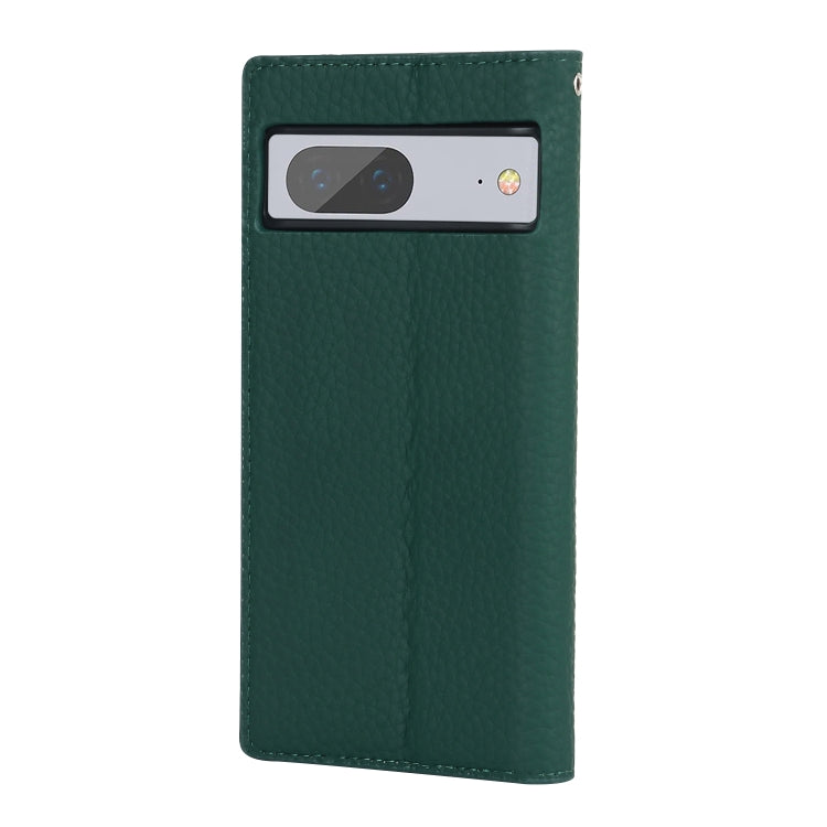For Google Pixel 7 5G Litchi Texture Genuine Leather Phone Case(Dark Green) - Google Cases by buy2fix | Online Shopping UK | buy2fix