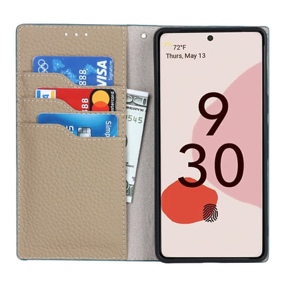 For Google Pixel 7 5G Litchi Texture Genuine Leather Phone Case(Sky Blue) - Google Cases by buy2fix | Online Shopping UK | buy2fix