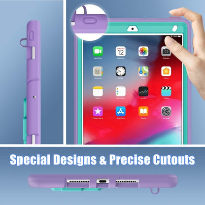 For iPad 10.2 2021 / 2020 / 2019 Silicone + PC Shockproof Protective Tablet Case (Purple + Mint Green) - iPad 10.2 Cases by buy2fix | Online Shopping UK | buy2fix