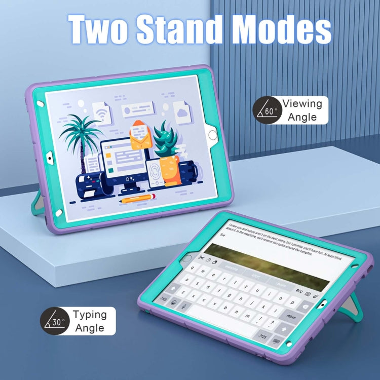 For iPad 10.2 2021 / 2020 / 2019 Silicone + PC Shockproof Protective Tablet Case (Purple + Mint Green) - iPad 10.2 Cases by buy2fix | Online Shopping UK | buy2fix