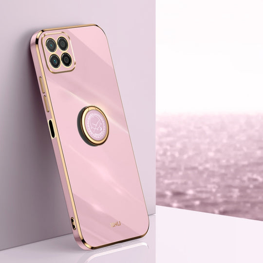 For Honor X8 5G XINLI Straight Edge 6D Electroplate TPU Phone Case with Ring Holder(Cherry Purple)