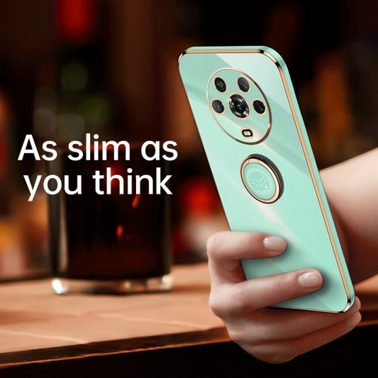 For Honor X8 5G XINLI Straight Edge 6D Electroplate TPU Phone Case with Ring Holder(Black) by buy2fix