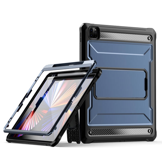 For iPad Pro 12.9 2021/2020/2018 Explorer PC + TPU Tablet Protective Case with Pen Slot(Blue)