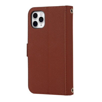 For iPhone 11 Pro Max Cross Texture Lanyard Leather Phone Case(Brown) - iPhone 11 Pro Max Cases by buy2fix | Online Shopping UK | buy2fix