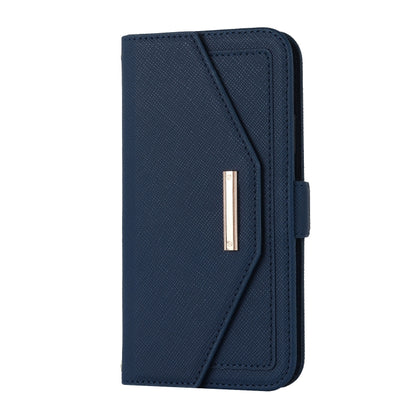 For iPhone 11 Pro Cross Texture Lanyard Leather Phone Case(Blue) - iPhone 11 Pro Cases by buy2fix | Online Shopping UK | buy2fix