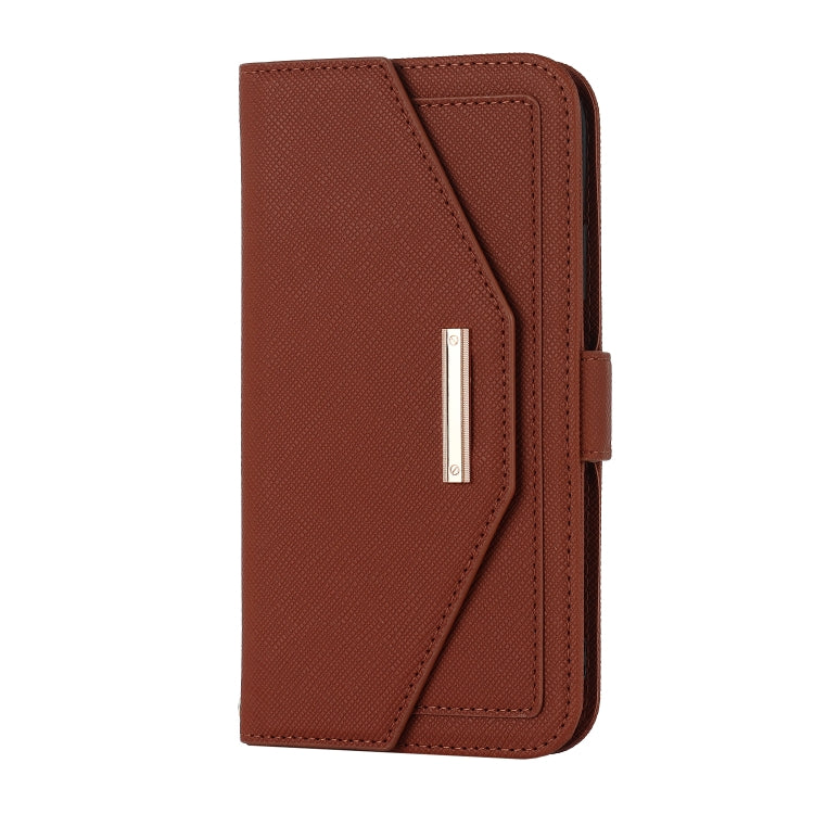 For iPhone 11 Pro Cross Texture Lanyard Leather Phone Case(Brown) - iPhone 11 Pro Cases by buy2fix | Online Shopping UK | buy2fix