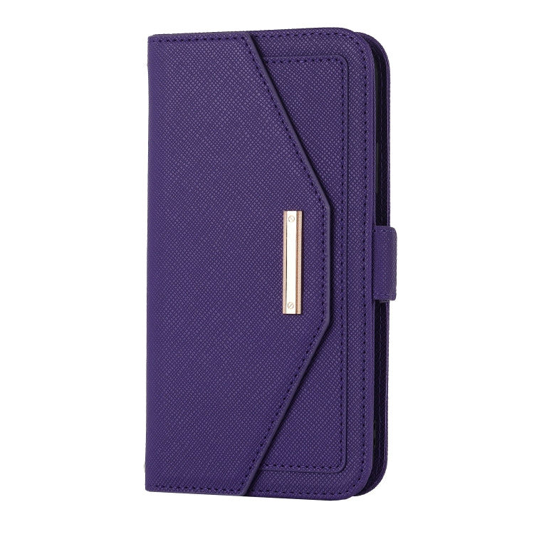 For iPhone 11 Pro Cross Texture Lanyard Leather Phone Case(Purple) - iPhone 11 Pro Cases by buy2fix | Online Shopping UK | buy2fix