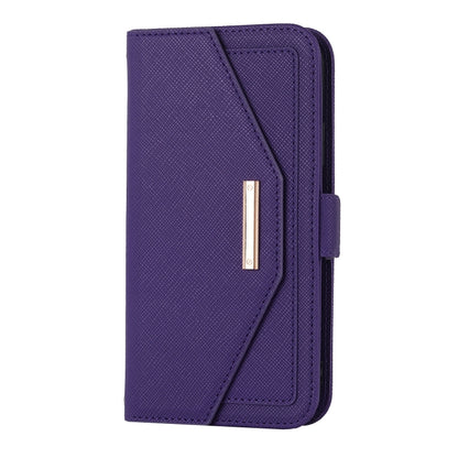 For iPhone 11 Pro Cross Texture Lanyard Leather Phone Case(Purple) - iPhone 11 Pro Cases by buy2fix | Online Shopping UK | buy2fix