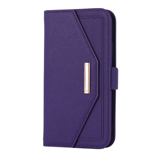 For iPhone 11 Pro Cross Texture Lanyard Leather Phone Case(Purple) - iPhone 11 Pro Cases by buy2fix | Online Shopping UK | buy2fix
