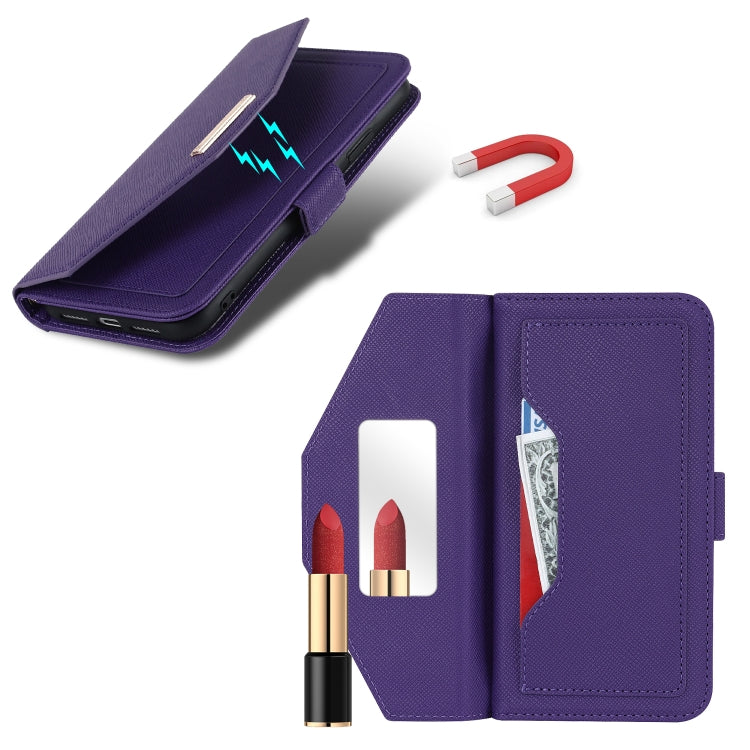 For iPhone 11 Pro Cross Texture Lanyard Leather Phone Case(Purple) - iPhone 11 Pro Cases by buy2fix | Online Shopping UK | buy2fix
