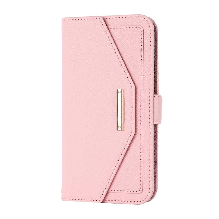 For iPhone 11 Pro Cross Texture Lanyard Leather Phone Case(Pink) - iPhone 11 Pro Cases by buy2fix | Online Shopping UK | buy2fix