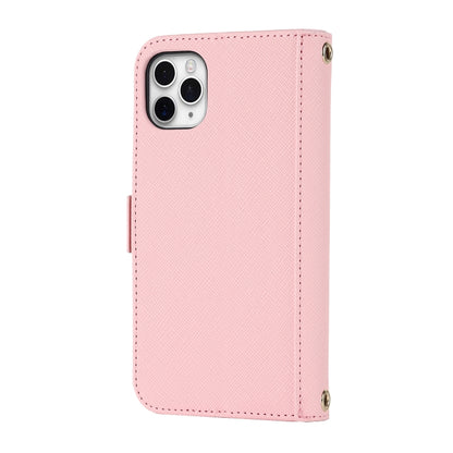 For iPhone 11 Pro Cross Texture Lanyard Leather Phone Case(Pink) - iPhone 11 Pro Cases by buy2fix | Online Shopping UK | buy2fix