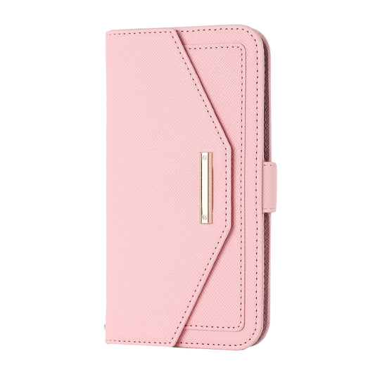 For iPhone 11 Cross Texture Lanyard Leather Phone Case(Pink) - iPhone 11 Cases by buy2fix | Online Shopping UK | buy2fix