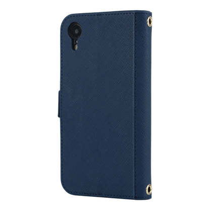 For iPhone XR Cross Texture Lanyard Leather Phone Case(Blue) - More iPhone Cases by buy2fix | Online Shopping UK | buy2fix
