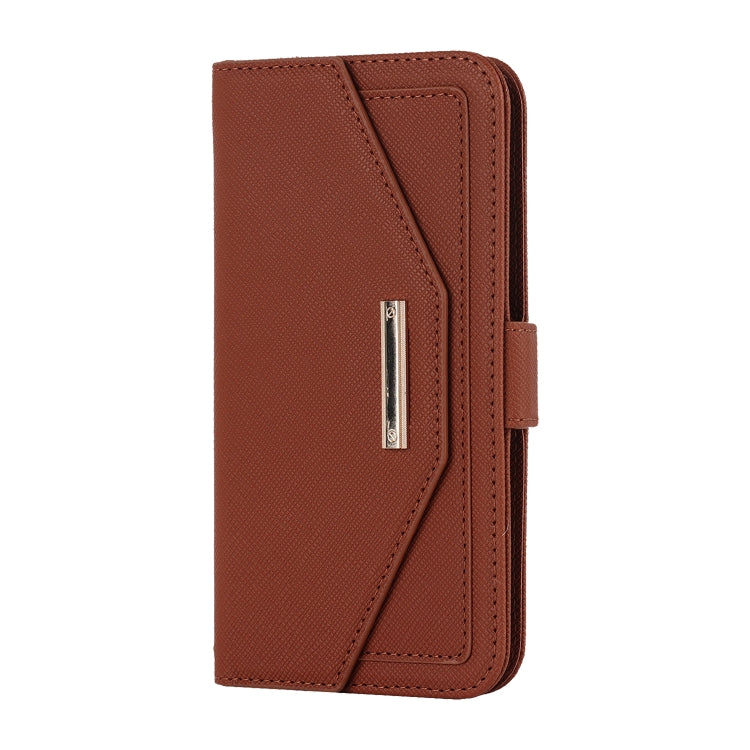 For iPhone XR Cross Texture Lanyard Leather Phone Case(Brown) - More iPhone Cases by buy2fix | Online Shopping UK | buy2fix