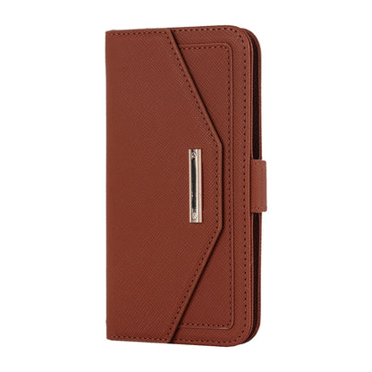 For iPhone XR Cross Texture Lanyard Leather Phone Case(Brown) - More iPhone Cases by buy2fix | Online Shopping UK | buy2fix