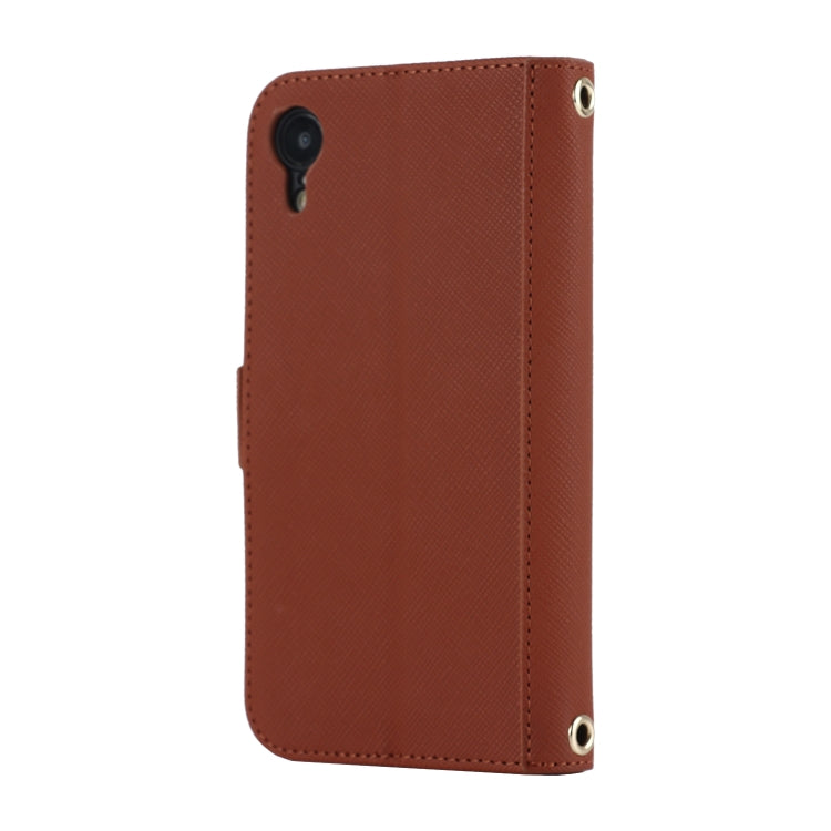 For iPhone XR Cross Texture Lanyard Leather Phone Case(Brown) - More iPhone Cases by buy2fix | Online Shopping UK | buy2fix