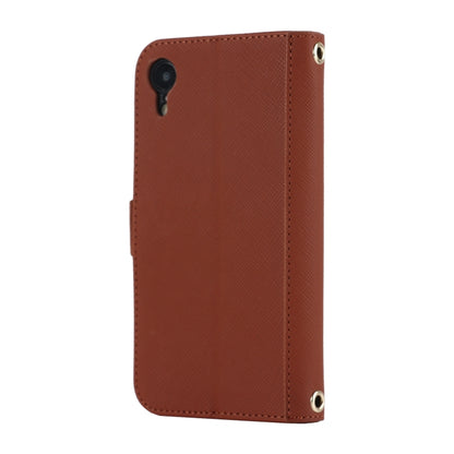 For iPhone XR Cross Texture Lanyard Leather Phone Case(Brown) - More iPhone Cases by buy2fix | Online Shopping UK | buy2fix