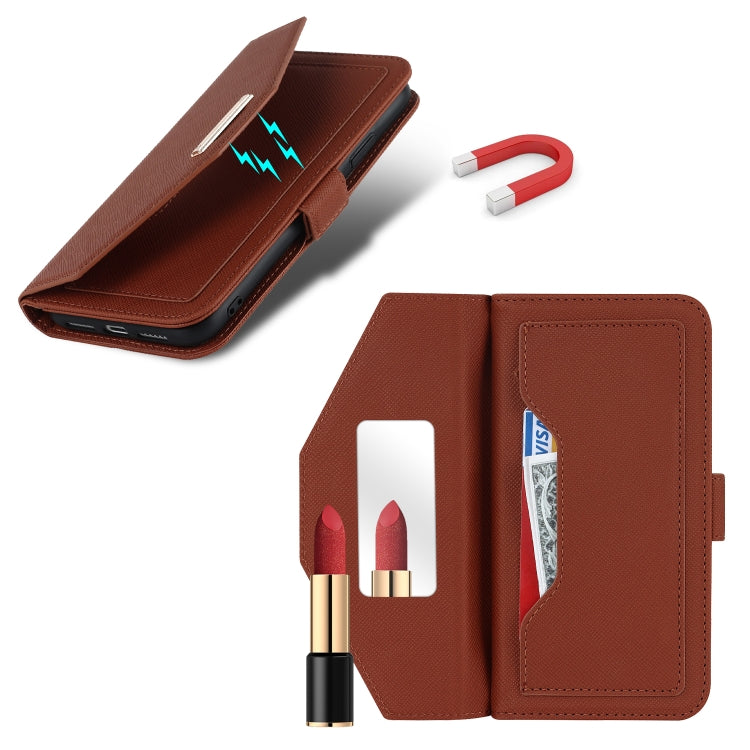 For iPhone XR Cross Texture Lanyard Leather Phone Case(Brown) - More iPhone Cases by buy2fix | Online Shopping UK | buy2fix