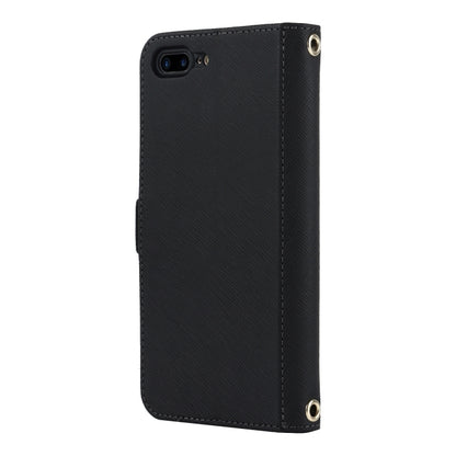 For iPhone 8 Plus / 7 Plus Cross Texture Lanyard Leather Phone Case(Black) - More iPhone Cases by buy2fix | Online Shopping UK | buy2fix