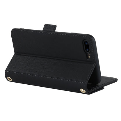 For iPhone 8 Plus / 7 Plus Cross Texture Lanyard Leather Phone Case(Black) - More iPhone Cases by buy2fix | Online Shopping UK | buy2fix