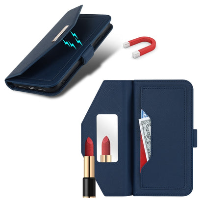 For iPhone 8 Plus / 7 Plus Cross Texture Lanyard Leather Phone Case(Blue) - More iPhone Cases by buy2fix | Online Shopping UK | buy2fix