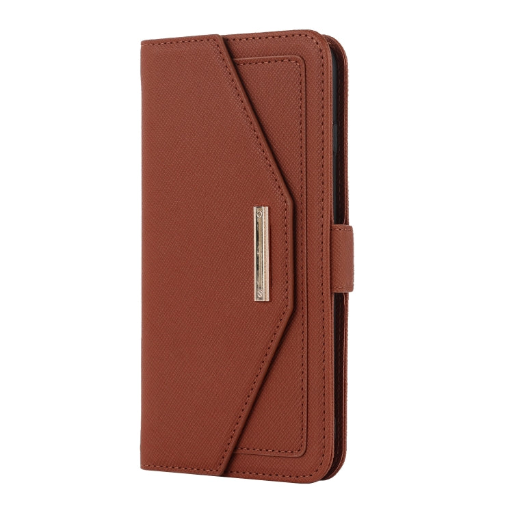 For iPhone 8 Plus / 7 Plus Cross Texture Lanyard Leather Phone Case(Brown) - More iPhone Cases by buy2fix | Online Shopping UK | buy2fix