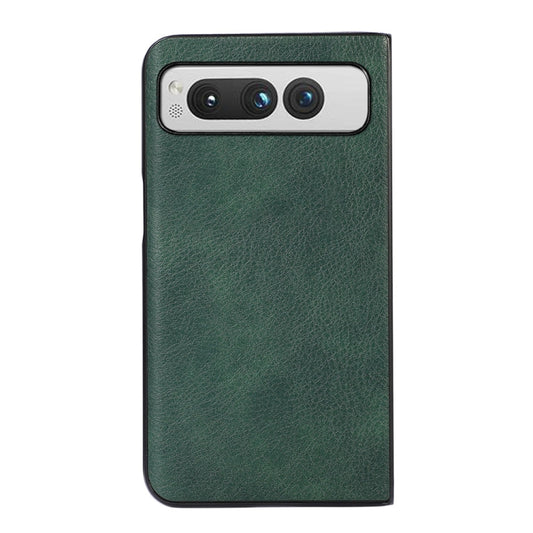 For Google Pixel Fold Two-color Litchi Texture PU Phone Case(Green) by buy2fix
