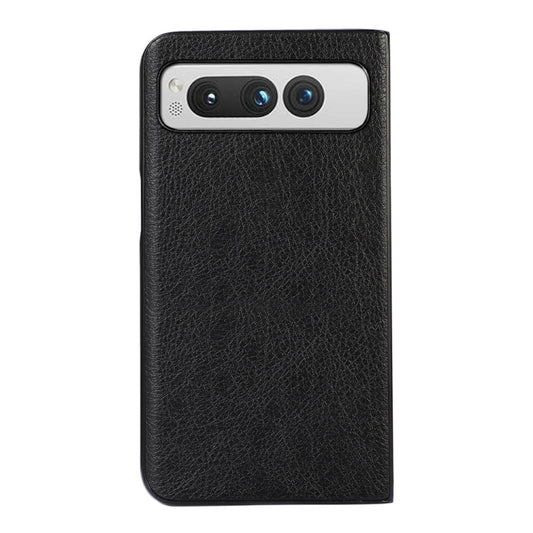 For Google Pixel Fold Two-color Litchi Texture PU Phone Case(Black) by buy2fix
