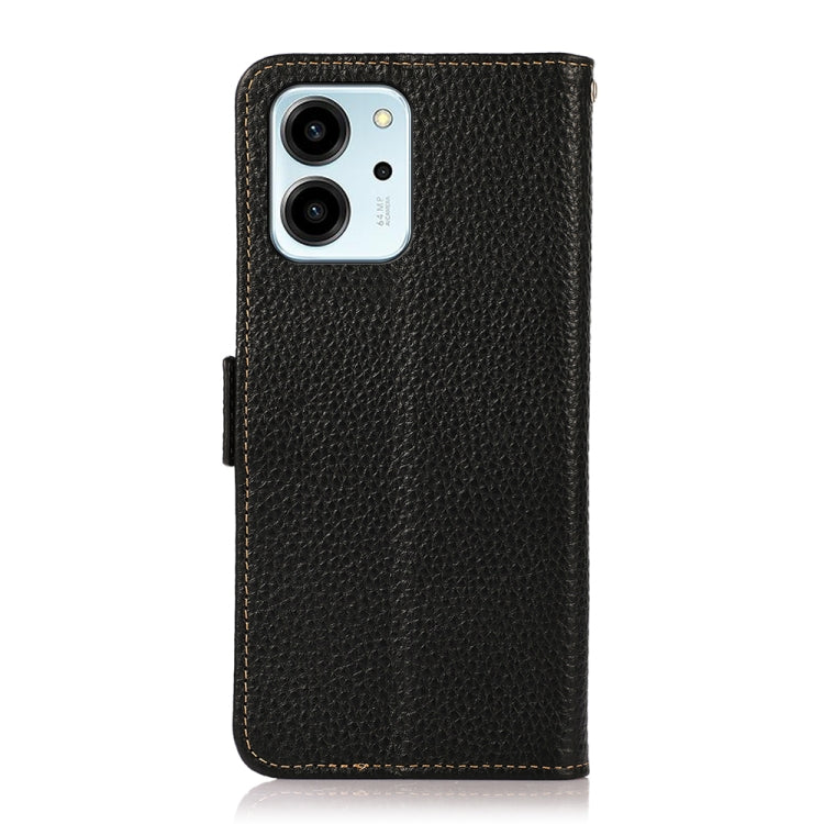 For Honor 80 SE KHAZNEH Side-Magnetic Litchi Genuine Leather RFID Phone Case(Black) - Honor Cases by buy2fix | Online Shopping UK | buy2fix