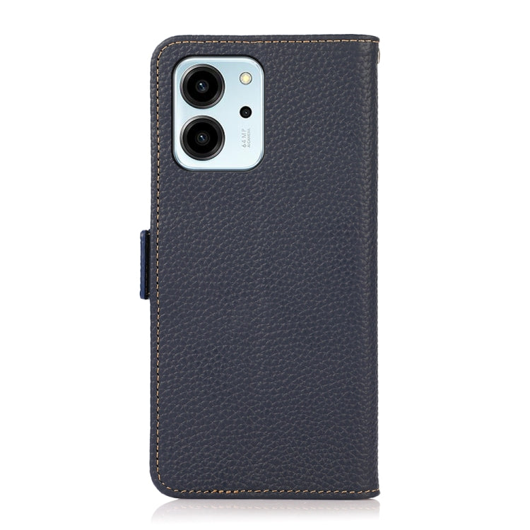 For Honor 80 SE KHAZNEH Side-Magnetic Litchi Genuine Leather RFID Phone Case(Blue) - Honor Cases by buy2fix | Online Shopping UK | buy2fix