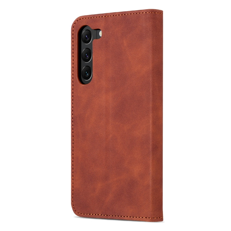 For Samsung Galaxy S23 5G AZNS Skin Feel Calf Texture Flip Leather Phone Case(Brown) - Galaxy S23 5G Cases by AZNS | Online Shopping UK | buy2fix