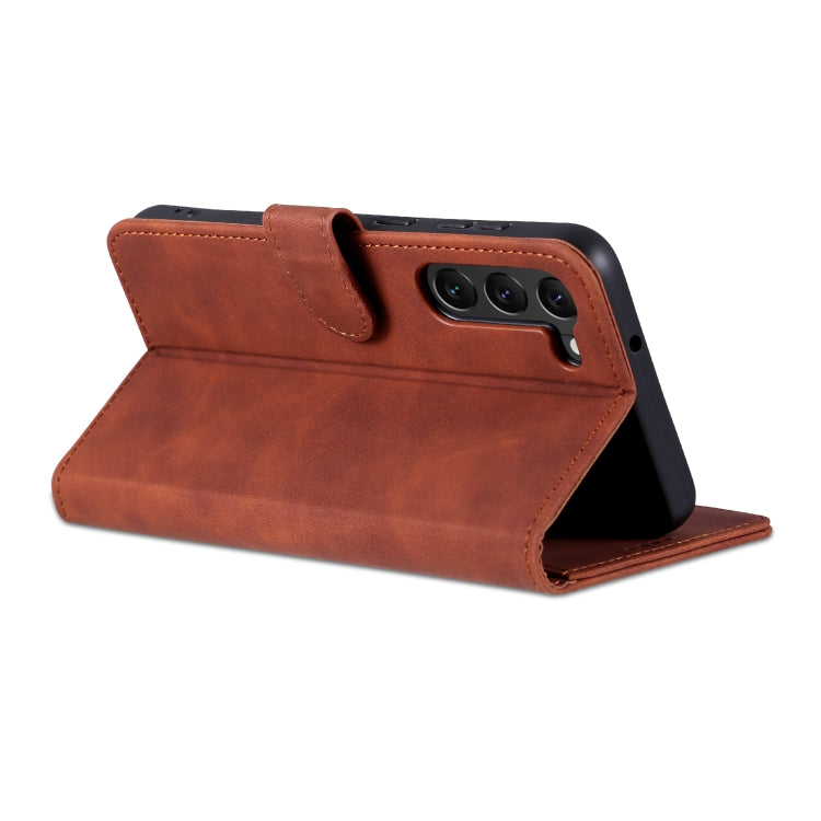 For Samsung Galaxy S23 5G AZNS Skin Feel Calf Texture Flip Leather Phone Case(Brown) - Galaxy S23 5G Cases by AZNS | Online Shopping UK | buy2fix