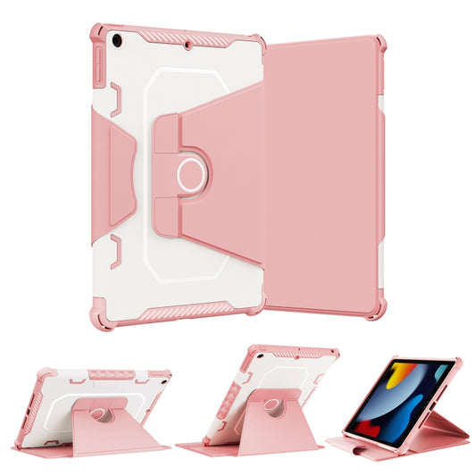 For iPad 10.2 2021 360 Degree Rotating Armored Smart Tablet Leather Case(Pink) by buy2fix