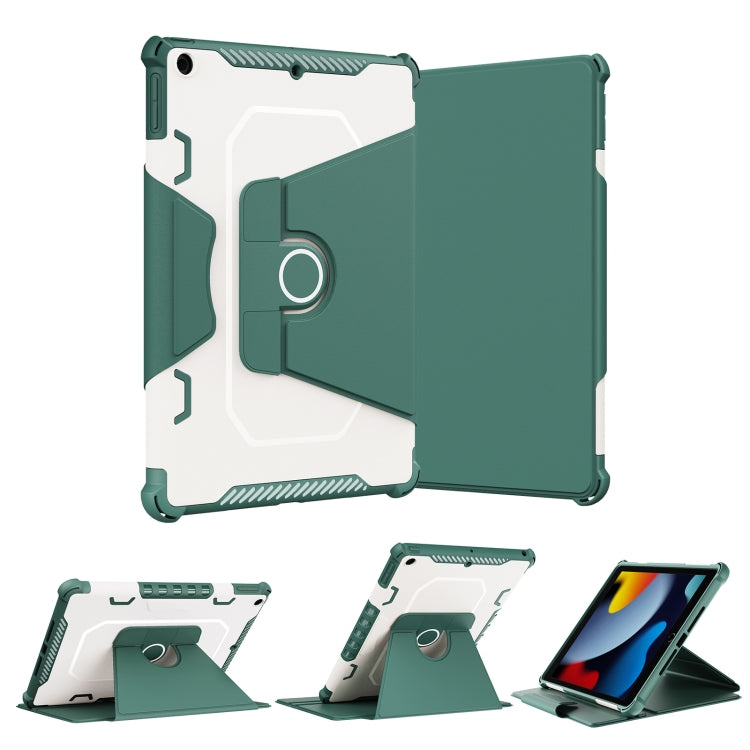 For iPad 10.2 2021 360 Degree Rotating Armored Smart Tablet Leather Case(Green) by buy2fix