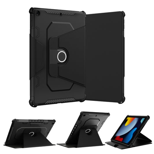 For iPad 10.2 2021 360 Degree Rotating Armored Smart Tablet Leather Case(Black) by buy2fix