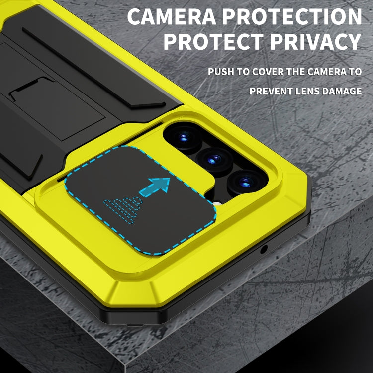 For Samsung Galaxy S23 5G R-JUST Sliding Camera Design Life Waterproof Dustproof Shockproof Phone Case(Yellow) - Galaxy S23 5G Cases by R-JUST | Online Shopping UK | buy2fix