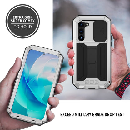 For Samsung Galaxy S23 5G R-JUST Sliding Camera Design Life Waterproof Dustproof Shockproof Phone Case(Silver) - Galaxy S23 5G Cases by R-JUST | Online Shopping UK | buy2fix
