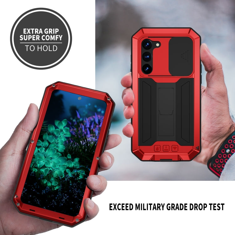 For Samsung Galaxy S23+ 5G R-JUST Sliding Camera Design Life Waterproof Dustproof Shockproof Phone Case(Red) by R-JUST