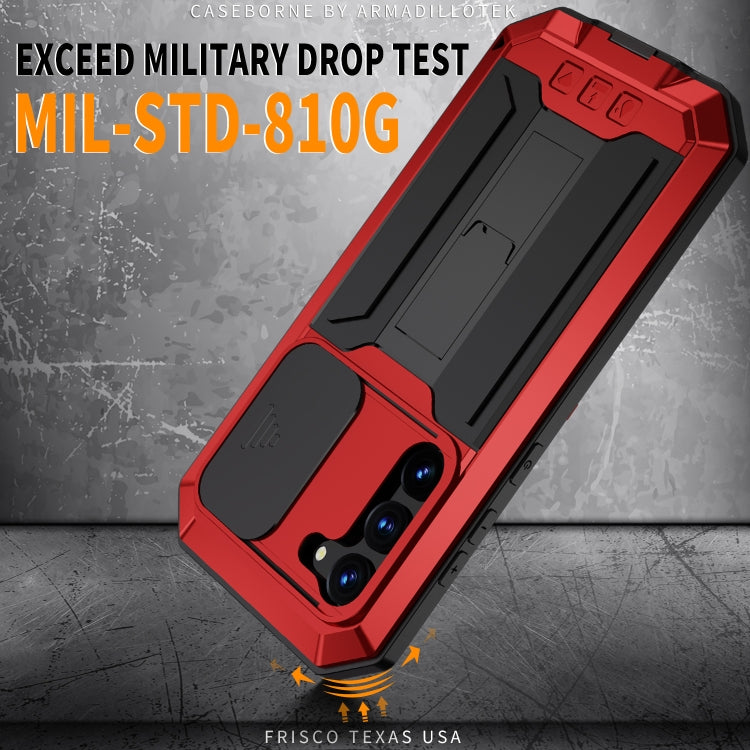 For Samsung Galaxy S23+ 5G R-JUST Sliding Camera Design Life Waterproof Dustproof Shockproof Phone Case(Red) by R-JUST