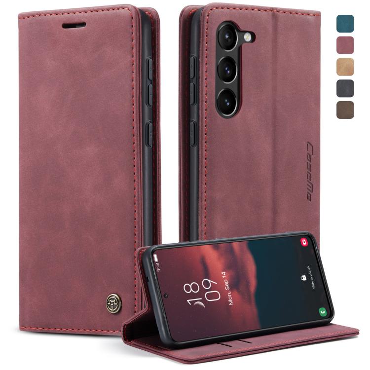 For Samsung Galaxy S23 5G CaseMe 013 Multifunctional Horizontal Flip Leather Phone Case(Wine Red) by CaseMe