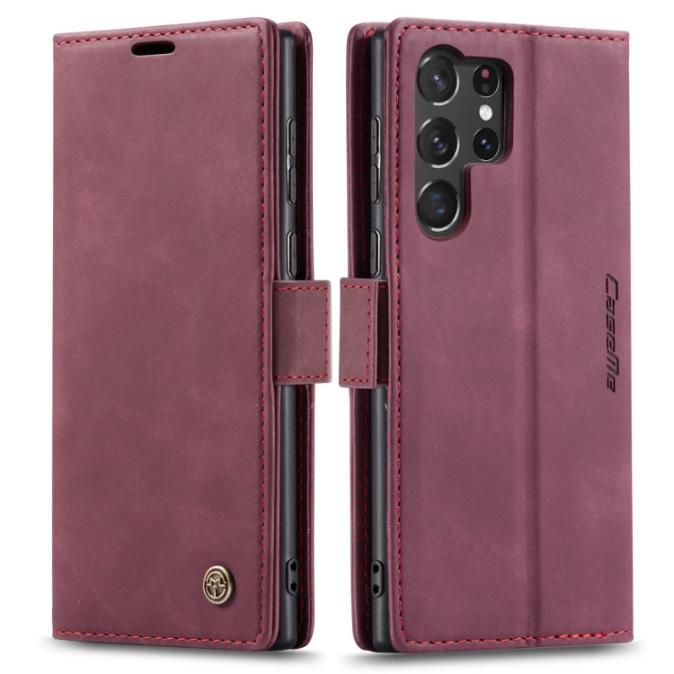 For Samsung Galaxy S23 Ultra 5G CaseMe 013 Multifunctional Horizontal Flip Leather Phone Case(Wine Red) by CaseMe