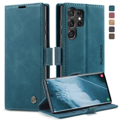 For Samsung Galaxy S23 Ultra 5G CaseMe 013 Multifunctional Horizontal Flip Leather Phone Case(Blue) by CaseMe