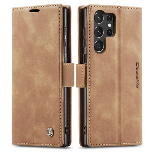 For Samsung Galaxy S23 Ultra 5G CaseMe 013 Multifunctional Horizontal Flip Leather Phone Case(Brown) by CaseMe
