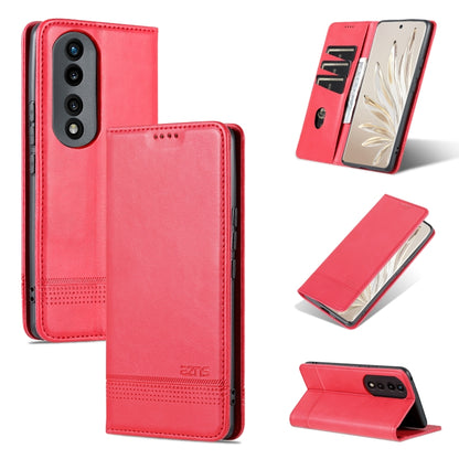 For Honor 80 AZNS Magnetic Calf Texture Leather Phone Case(Red) - Honor Cases by AZNS | Online Shopping UK | buy2fix