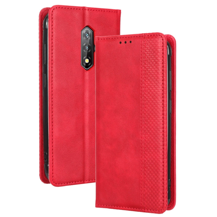 For Blackview BV5200 Magnetic Buckle Retro Texture Leather Phone Case(Red) - More Brand by buy2fix | Online Shopping UK | buy2fix