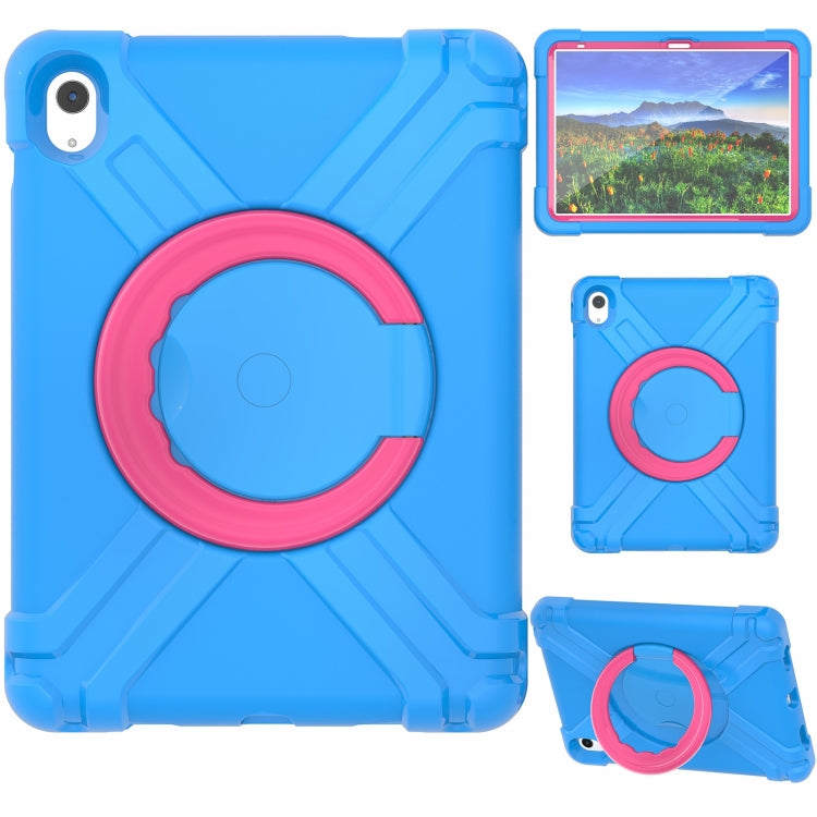 For iPad 2025 / 2022 EVA + PC Tablet Protective Case with 360 Rotating Bracket(Blue+Rose Red) - iPad 2025 / 2022 Cases by buy2fix | Online Shopping UK | buy2fix