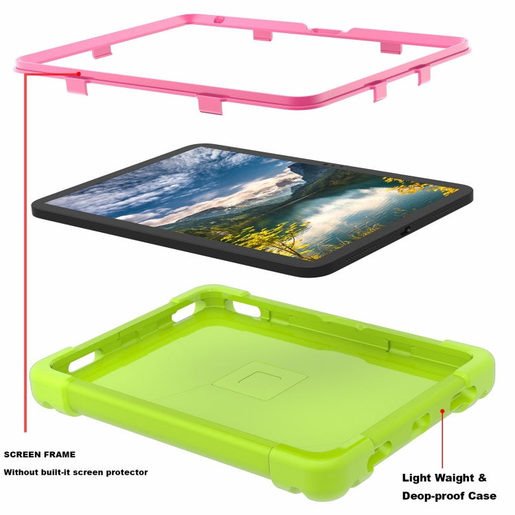 For iPad 2025 / 2022 EVA + PC Tablet Protective Case with 360 Rotating Bracket(Grass Green+Rose Red) - iPad 2025 / 2022 Cases by buy2fix | Online Shopping UK | buy2fix