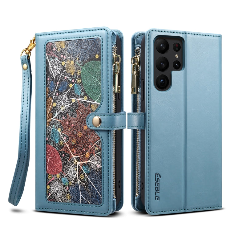 For Samsung Galaxy S23 Ultra 5G ESEBLE Star Series Lanyard Zipper Wallet RFID Leather Case(Blue) - Galaxy S23 Ultra 5G Cases by ESEBLE | Online Shopping UK | buy2fix
