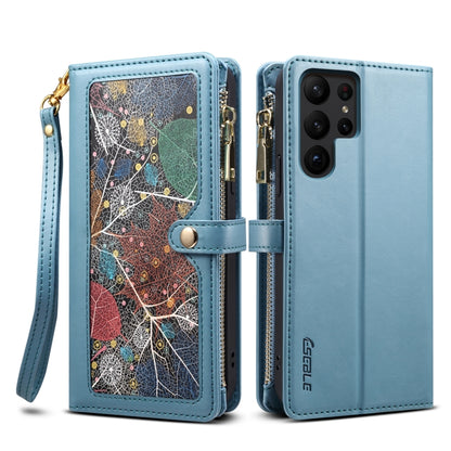 For Samsung Galaxy S23 Ultra 5G ESEBLE Star Series Lanyard Zipper Wallet RFID Leather Case(Blue) - Galaxy S23 Ultra 5G Cases by ESEBLE | Online Shopping UK | buy2fix